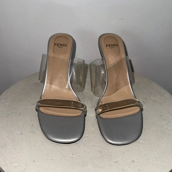 Luxury Clear Strap Sandals in Silver - Picture 5 of 11